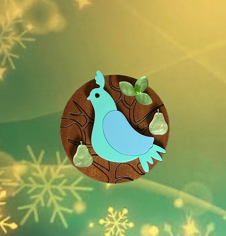 Partridge in a Pear Tree Brooch