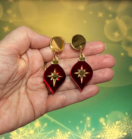 Red & Gold Bauble Earrings