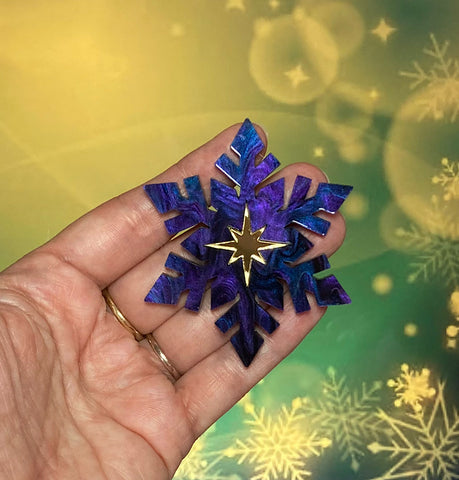 Blue & Purple Snowflake Swirl Brooch
