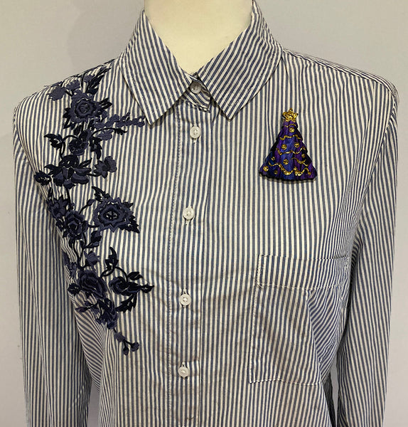 Purple, Blue & Gold Christmas Tree Brooch