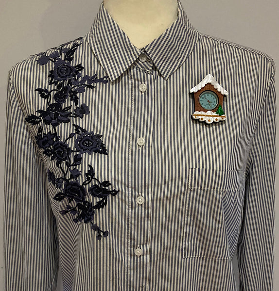 Christmas Time Clock Brooch