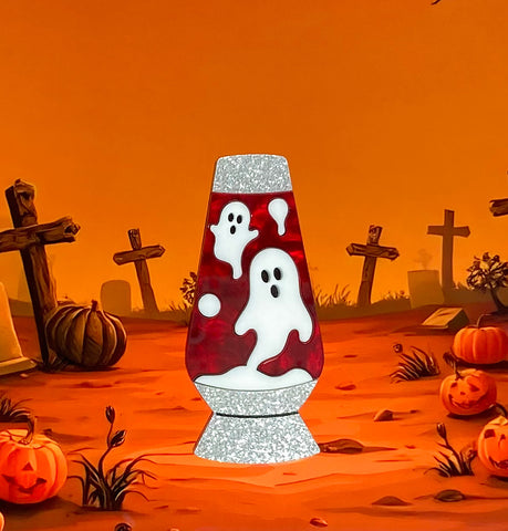 Ghost Lava Lamp Brooch - Ruby Red