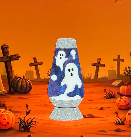 Ghost Lava Lamp Brooch - Deep Blue Swirl