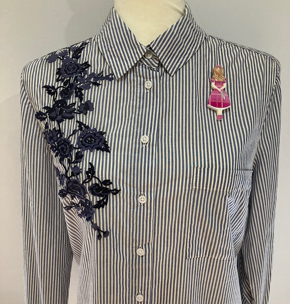 Stabby Alice - Pink Gingham Brooch