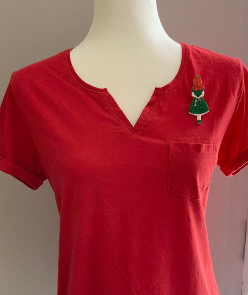 Christmas Alice - Vibrant Green Sparkle Brooch